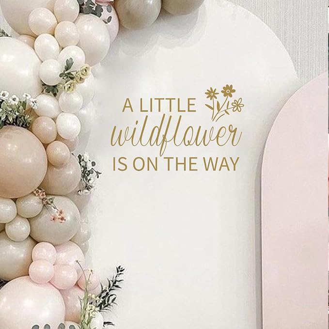 VANGNING A Little Butterfly is on The Way Baby Shower Party Decal Sign - Butterfly Baby Shower Decoration,Gender Reveal Girl or Boy Baby Shower Decal Sign (Wildflower Decal)