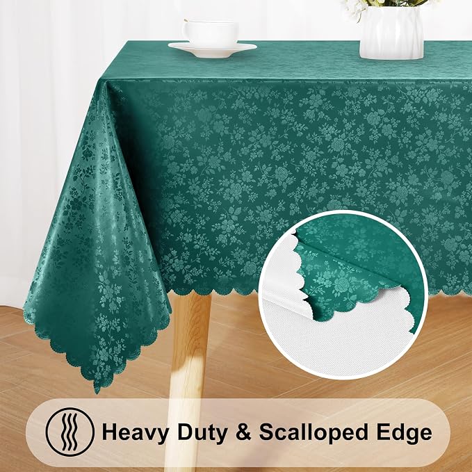Smiry Rectangle Table Cloth, Waterproof Heavy Duty Vinyl Tablecloths, Wipeable Washable Table Cover for Kitchen and Dining Room (Green, 60" X 84")