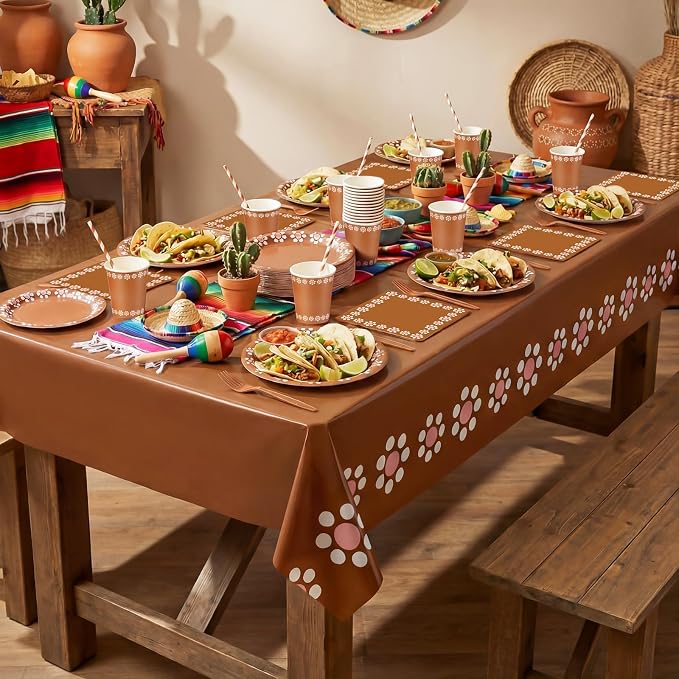 Vesici 452 Pcs Cielito Lindo Party Decoration Platos De Barro Mexicanos Fiesta Paper Plates Mexican Napkins Tablecloths Clay Cups Tableware Set for Cinco De Mayo Baby Shower Wedding Supplies, Serve 50