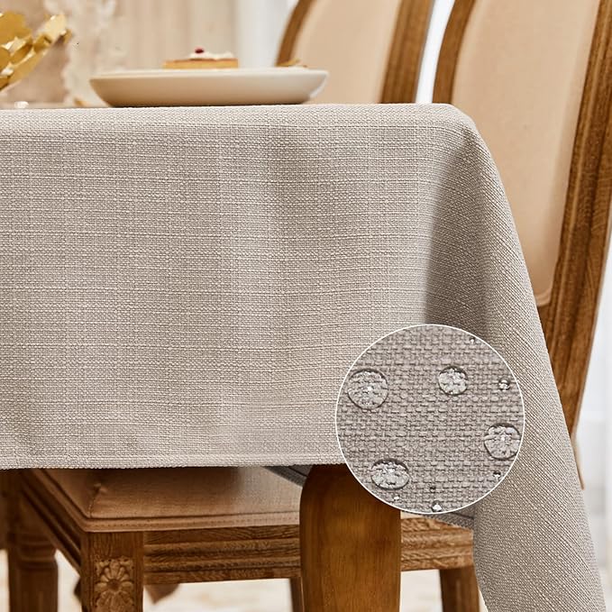 BALCONY & FALCON Square Tablecloth Washable Wrinkle Resistant and Water Proof Table Cloth Decorative Linen Fabric Tablecloths for Dining Party Kitchen Wedding Outdoor Use (Beige, 70x70)