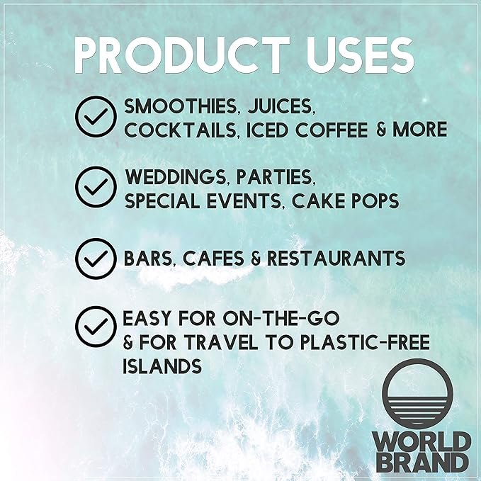 World Brand 250 Count Kraft Paper Straws - Eco-Friendly Party Supplies - Biodegradable Drinking Straws - Plastic & Dye Free - Unwrapped - Perfect for Juices, Shakes, Smoothies, Ice Coffee & More