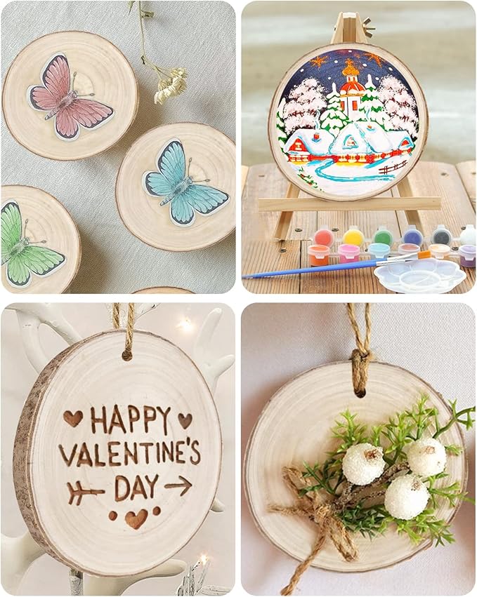 Wood Slices 6 Pack 9-10.5 Inch Large Wood Rounds Natural Wood Slices for Centerpieces,Wedding&BabyShower,Table Decorations,Crafts,DIY,Arts
