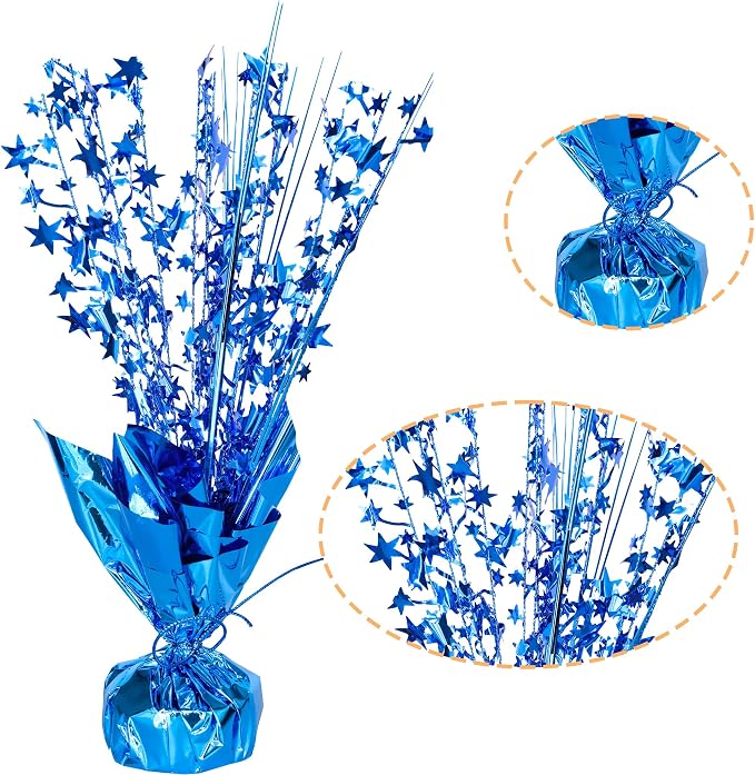 Gyufise 6 Pack Metallic Foil Spray Centerpiece Star Table Decoration Burst Table Centerpieces Table Decor for Birthday Wedding Anniversary Graduation Holiday Party Supplies Blue