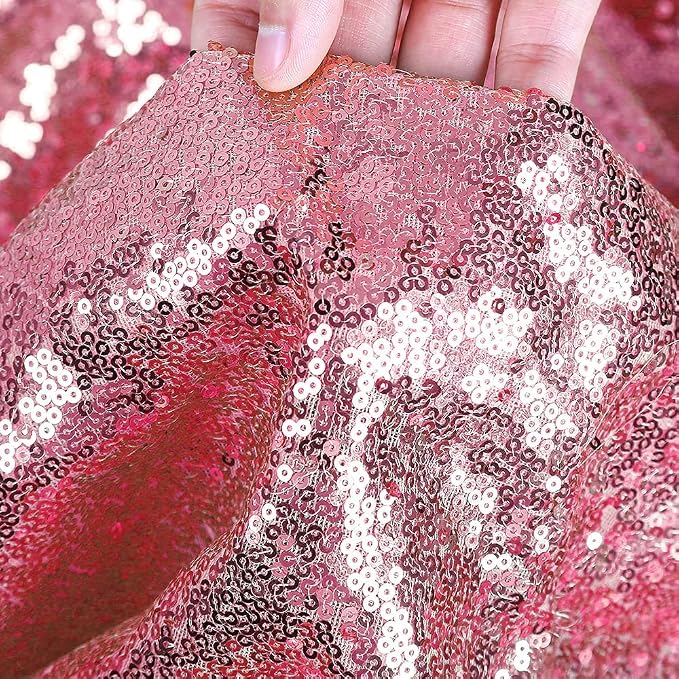 B-COOL Sequin Tablecloth Overlay Fuchsia Pink Glitz Linen Luxurious Square Overlay Celebrations Exhibition Wedding Covers Valentines Day 50 by 50