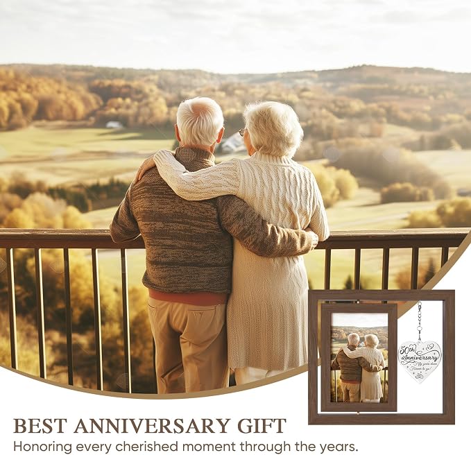 50 Year Anniversary Picture Frame Gifts, Best 50th Anniversary Wedding Gifts for Couple Parents Husband Wife Him Her Men Women, Personalized Forty Year Fortieth Anniversary Wood Gift Decorations