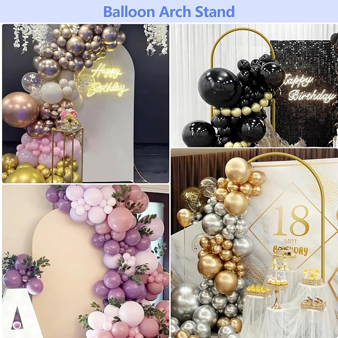 Metal Arch Backdrop Stand and Cover Set 6.6 ft, Wedding Arch Stand with White Cover for Party, Birthday, Wedding, Bridal Shower, Baby Shower (White, 6.6 ft)