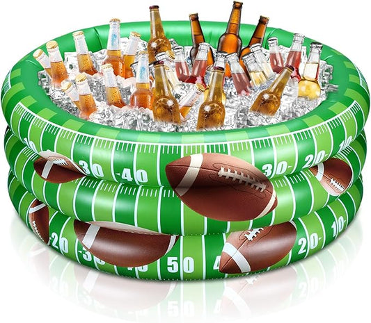 Fourluoo Football Part Decoration Inflatable Football Cooler Blow up Summer Beach Pool Drink Holder Ice Tray Food Drink Containers for Sports Game Beer Beverage for Birthday Party Supplies