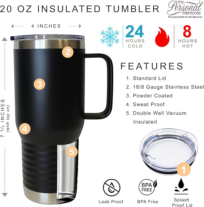 My Personal Memories Bride and Groom Insulated Travel Tumbler Set of 2 - Engraved To Go Cup Gift for Wedding, Rehearsal Dinner Party, Honeymoon, Reception (20 oz Coffee Tumbler Set)