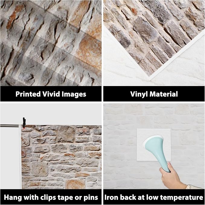 AOFOTO 10x10ft Artistic Backdrops Photography Background Old Stone Wall Hardwood Floors Toddler Newborn Boy Lovers Kid Adult Girl Portrait Scene Photo Shoot Studio Props Video