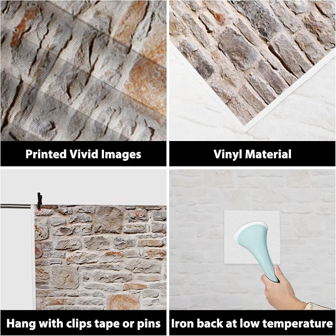 AOFOTO 5x7ft Photography Studio Backdrops Girl Toddler Photo Shoot Background Old Stone Wall Hardwood Floors Adult Kid Artistic Portrait Wallpaper Digital Video Props Scene