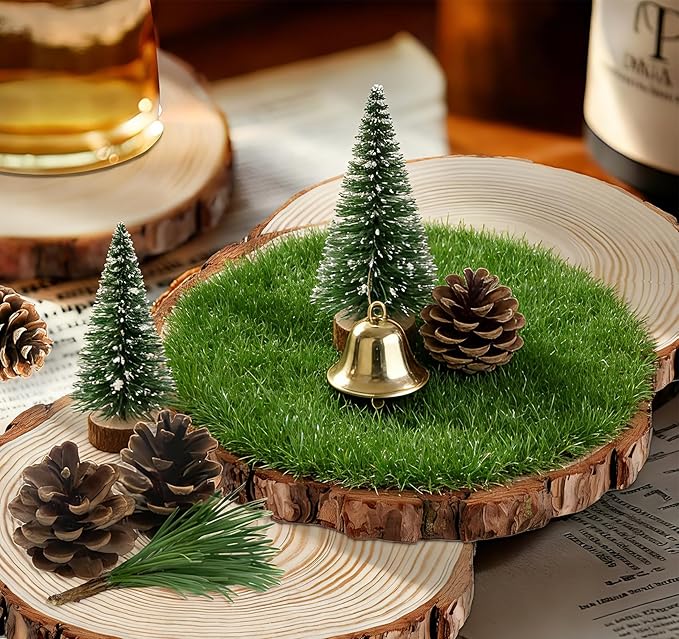 8 Pcs Natural Pine Wood Slices with Bark, 9.8-11"(25-28cm) Rustic Wedding Wood Centerpieces for Tables, Round Wood Slices for Centerpieces Baby Shower, Wedding Party Decoration