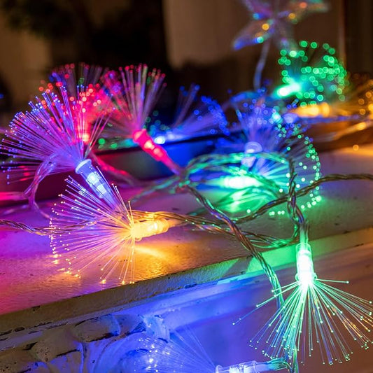 YOLIGHT 33FT 80 LED Fiber Optic Fairy String Lights Firework Light Battery Powered for Wedding, Christmas Tree, Garden, Patio, Party Decoration (Multi-Color)