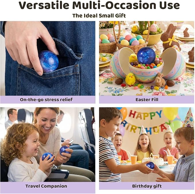 LovesTown Galaxy Foam Balls, 12PCS 2-inch Squeeze Balls for Stress Relief Outer Space Astronaut Party & Class Reward