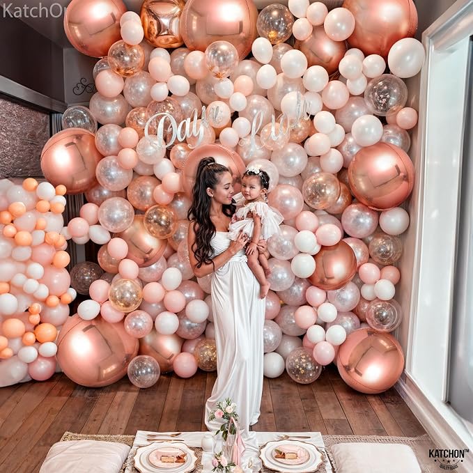 KatchOn, Rose Gold Balloons - 22 Inch, Pack of 14 | Rose Gold Foil Balloons for Sweet 16 Party Decorations, Mothers Day Decorations | Rose Gold Party Decorations, Birthday Decor for Women, Engagement