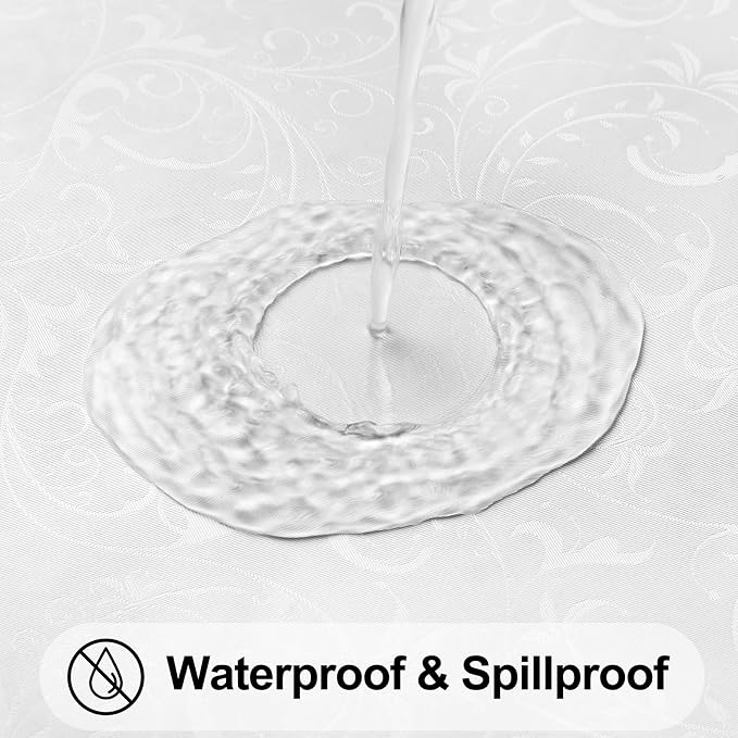 Smiry Rectangle Table Cloth, Waterproof Heavy Duty Vinyl Tablecloths, Wipeable Washable Table Cover for Kitchen and Dining Room (Pearl White, 60" X 84")