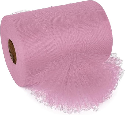 Dusty Pink Tulle Ribbon 6 Inch x 100 Yards Soft Mesh Fabric for DIY Crafts Wedding Decorations Sewing Gift Wrapping and More