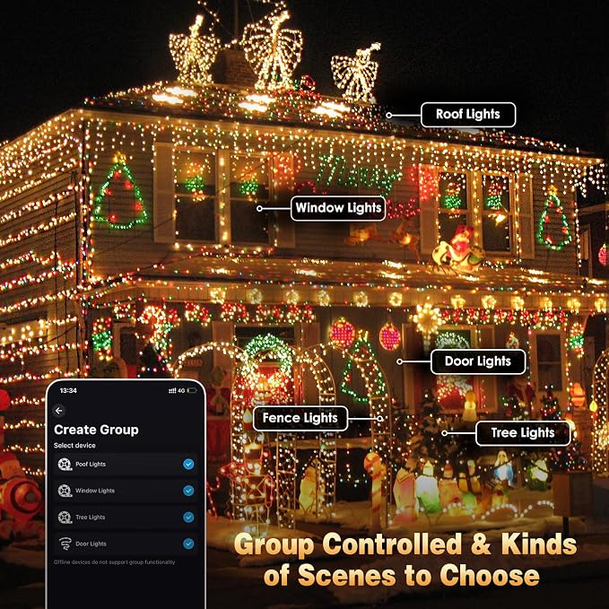 Smart Color Changing Fall Lights String 66 FT 200 LED Orange App Remote | Fall Decor, Orange Purple Halloween Lights,Music Syn, Multicolor and Modes, Custom Timer Settings, Indoor Outdoor Waterproof