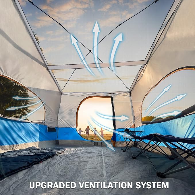 KAMPKEEPER Camping Inner Tent for Pop Up Canopy, Converts 10'x10' Straight Leg Canopy into Camping Tent–Fully Vented Roof(Top & Frame NOT Included) (Light Blue, Classic)