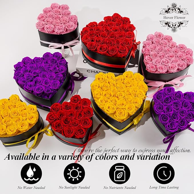 16 Forever Preserved Flowers in a Box, Vanlentines Day Gifts for Her, Eternal Roses Flowers for Delivery Prime, Birthday Gifts for Women Mom Grandma Wife (Purple)
