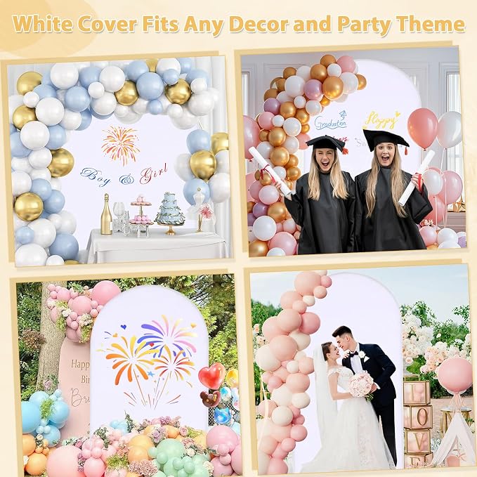 7.2 FT Arch Backdrop Cover, Wedding White Arch Covers Stretchy Backdrop, Spandex Arch Background Stand Cover for Baby Shower Birthday Party Balloon Ceremony Banquet Stand Décor