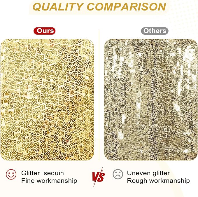 PartyDelight Gold Sequin Backdrop 10x10ft 4 Inch Rod Pocket | Dense 3mm sequins on mesh backing with 4 inch rod pocket for large wedding walls group photos stages and reception displays