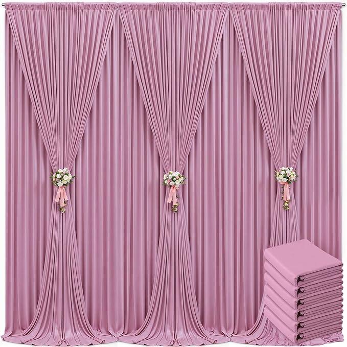 30ft x 10ft Dusty Pink Backdrop Curtain for Parties Rose Wrinkle Free Backdrop Drapes Panels for Baby Shower Birthday Party Wedding Photo Photography Polyester Fabric Background Decoration