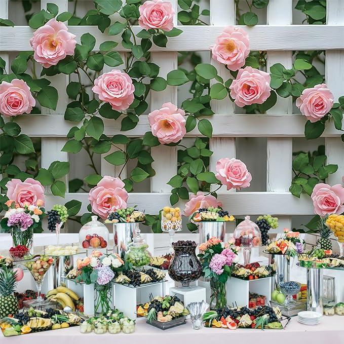 Baocicco 12x8ft Flowers Fence Backdrop Photography Pink Rose Green Leaves White Spring Floral Farmhouse Background for Bridal Shower Wedding Birthday Party Backdrops Decoration Photo Prop Photoshoot