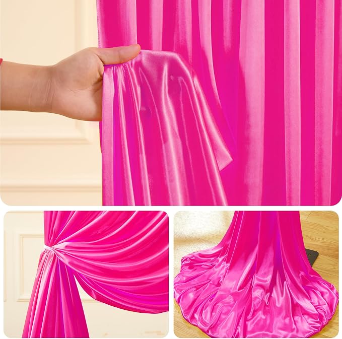 10x10 ft Hot Pink Glitter Backdrop Curtain for Parties, Wrinkle Free Glitter Photo Backdrop Drapes 2 Panels 5x10FT Shimmer Back Drop Cloth for Wedding Birthday Valentines Photography Background Decor