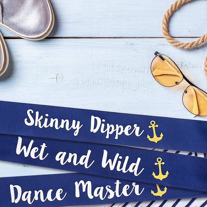 Last Sail Before the Veil” Bachelorette Sashes | 12 Pack | 1 Bride to be Sash and 11 Bride Tribe Sashes with Fun Nautical Phrases