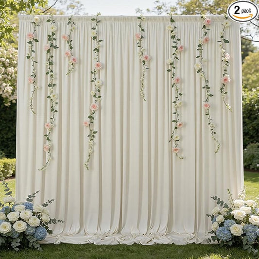 10ftx10ft Wrinkle Free Beige Backdrop Curtains for Parties, Silky Polyester Photo Backdrop Drapes 2 Panels 5x10ft Back Drop Cloth for Wedding Birthday Baby Shower Photography Background