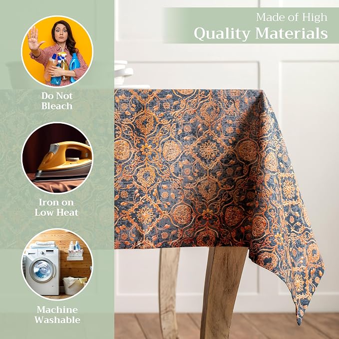 Maison d' Hermine Table Cloth Square Table 100% Cotton 60 x 60 Inches Fall Tablecloth Reusable Everyday Use for Thanksgiving Christmas Decorations Dining Farmhouse Party (Imperfection)