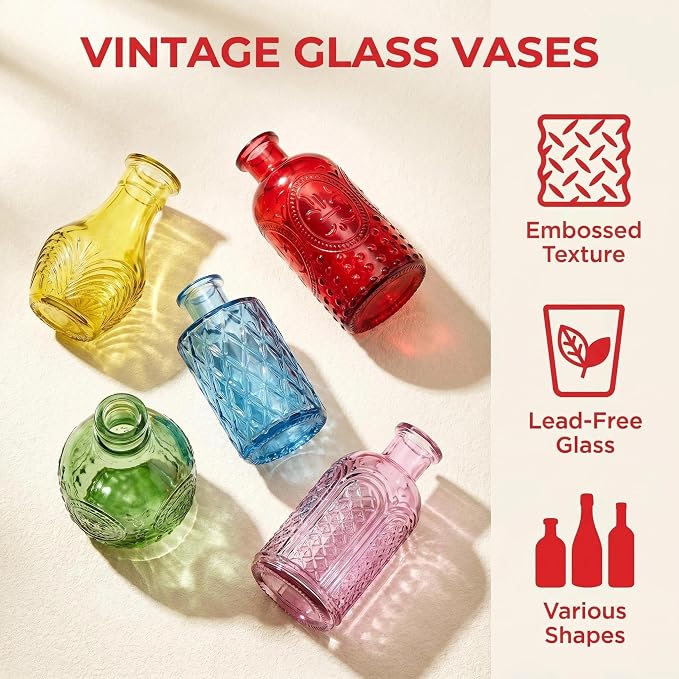 24PCS Mini Bud Vases As Wedding Centerpieces for Tables,Colorful Bud Vases for Flowers,Small Flower Vases Suitable for Birthday Party,Anniversary,Wedding Reception,Baby Shower (Colorful)