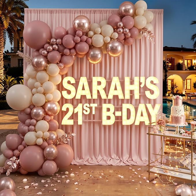 20ftx10ft Wrinkle Free Dusty Pink Backdrop Curtains for Parties, Silky Polyester Photo Backdrop Drapes 4 Panels 5x10ft Back Drop Cloth for Wedding Birthday Baby Shower Photography Background