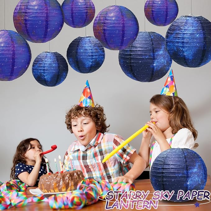 Galaxy Print Paper Lanterns 10PCS Hanging Planets Lantern Out of This World Space Lanterns Chinese Japanese Lanterns for Kids Outer Space Theme Ceiling Decor Party Supplies Home Birthday Decorations