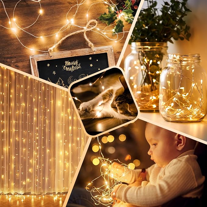 2 Pack 33FT 100 LED Fairy Lights Battery Operated with Timer & Remote, Waterproof Twinkle Lights Indoor Outdoor, 8 Modes Fairy String Lights for Bedroom Classroom DIY Wedding Decorations,Warm White