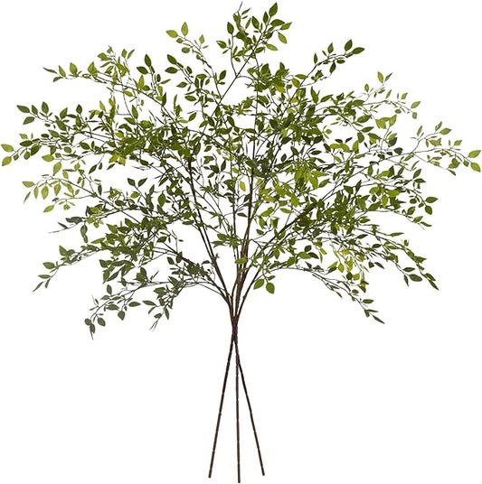 Fake Plants Eucalyptus Stems,Plastics Ficus Stems for Vase Artificial Plants,Greenery Stems Branches for Vase Faux Plants Indoor,Faux Greenery Indoor Vase Fillers for Home Decor (Green,3Pcs)