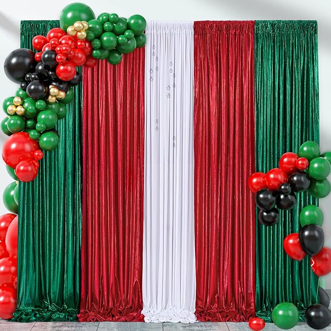 Green Sequin Backdrop Curtains 9.6x10ft - Photography Backdrops with Non-Shedding Glitter Wrinkle-Free Stage Drapes for Wedding Christmas Studio Shoots (4.8x10ft 2 Panels)