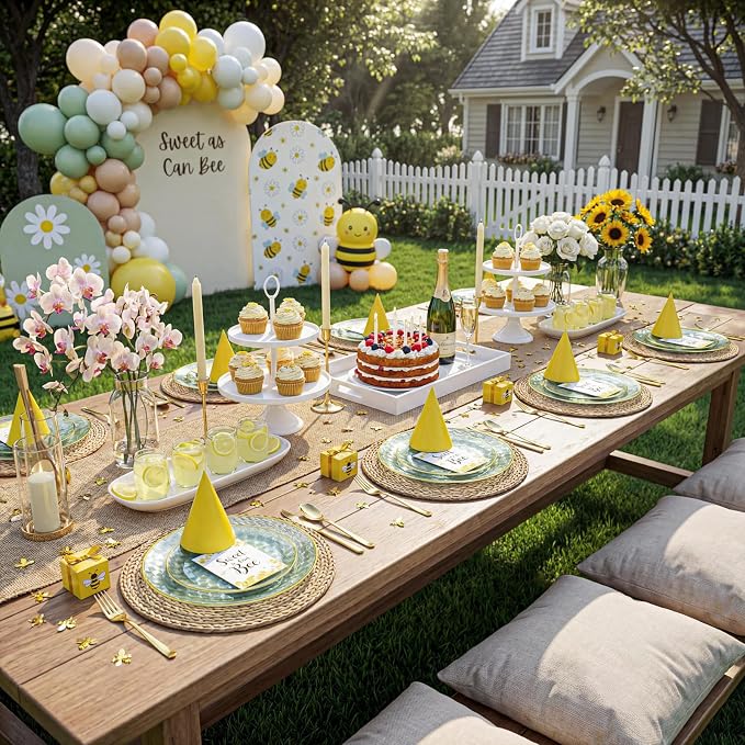 Festiva 60PCS Clear Sage Green Plastic Plates - Heavy Duty Fancy Disposable Plates With Gold Rim -30PCS 10.25" & 30PCS 7.5" Honeycomb Design Plates for Party(Sage Green)