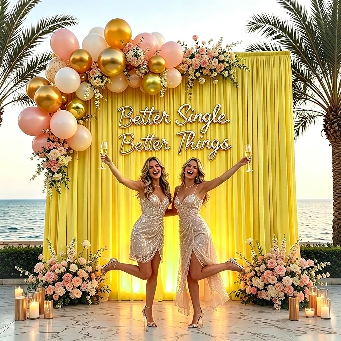 Gallety Yellow Backdrop Curtain for Wedding, Polyester Photography Backdrops Curtains - 20FT x 10FT Photobooth Backdrop Curtains for Celebration,Birthday, Outdoor Activities,Graduation Decorations