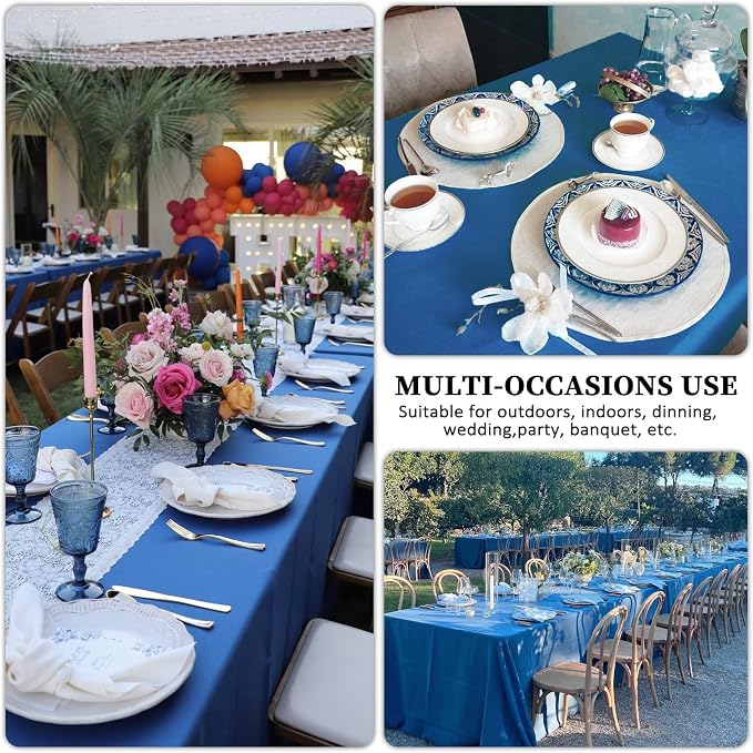 8 Pack Royal Blue Tablecloth 60 x 126 Inch Rectangular Tablecloths for 8 Foot Rectangle Tables, Wrinkle Resistant Blue Table Cloth Washable Polyester Fabric Cover for Party Wedding Banquet