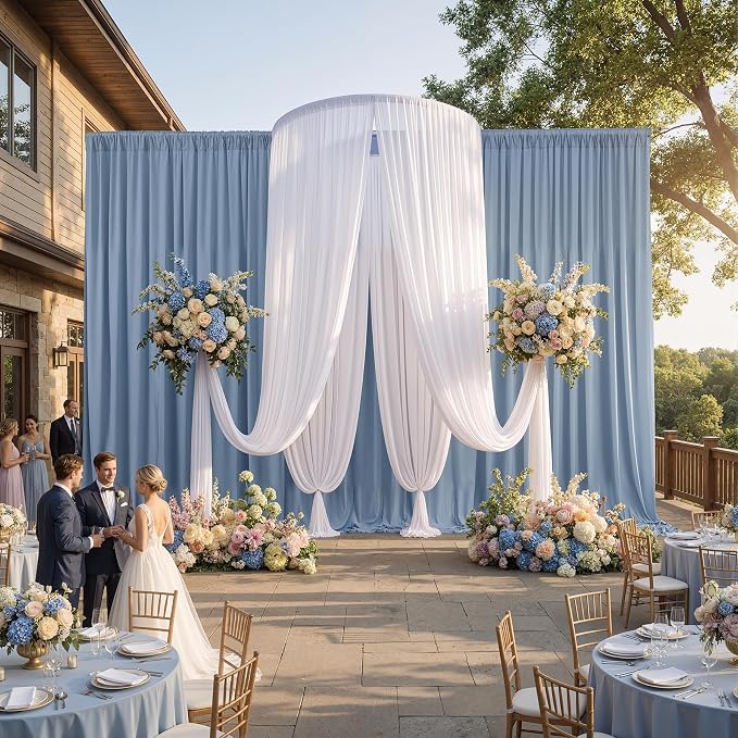 20ftx15ft Dusty Blue Backdrop Curtains for Parties, Wrinkle Free Polyester Photo Backdrop Drapes 4 Panels 15 ft Long Back Drop Cloth Drapery for Wedding Birthday Photography Background Party