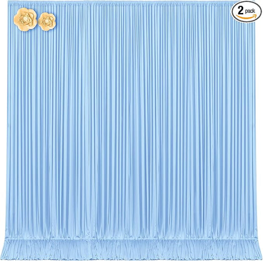 10x12 Baby Blue Backdrop Curtains for Wedding Party Wrinkle Free Backdrops Curtain Drapes Fabric Decorations Photo Back Drop Cloth for Baby Shower Photography Stage Reception 5ft x 12ft,2 Panels