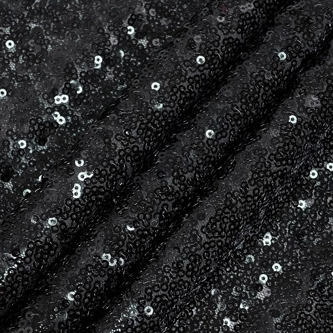 Eternal Beauty Black Sequin Backdrop, 6x6 Ft Glitter Background Curtains for Shimmer Photography Party Wedding Birthday Back Drop Decor