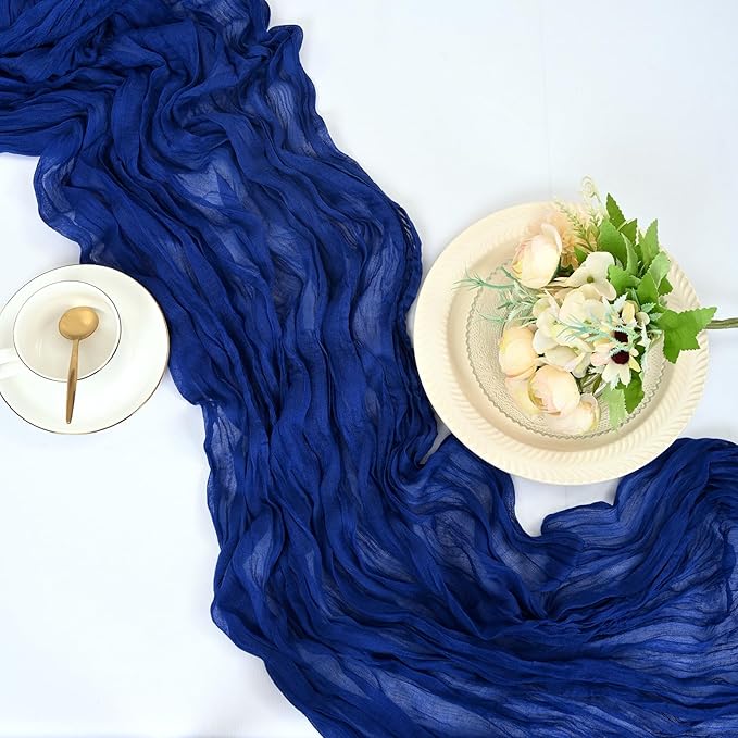 25 Pack Royal Blue Cheesecloth Table Runner 17 x 108 Inch Fall Thanksgiving Boho Rustic Farmhouse Gauze Cheese Cloth Runner for Wedding Party Baby Shower Home Decor Holiday Decorations
