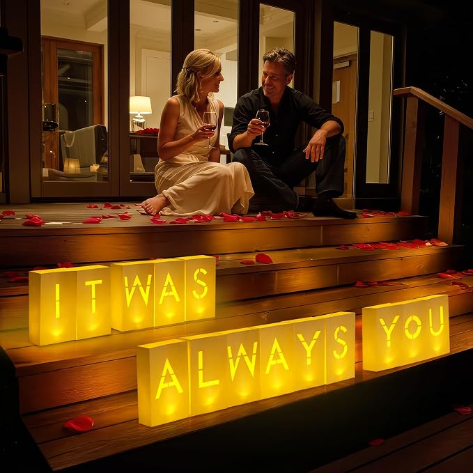 "It was Always You Light Up Letters - Luminary Paper Bags to be Used as Anniversary Decorations and Proposal Decorations for Your Loved One