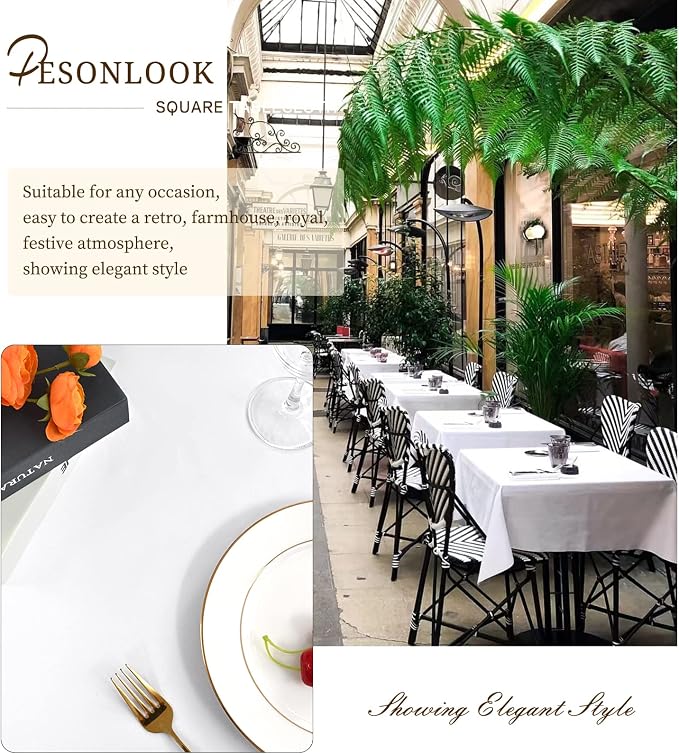 Pesonlook 6 Packs Square Tablecloth White, 52×52Inch Square Table Cover Polyester Table Cloth Washable for Buffet/Wedding/Party