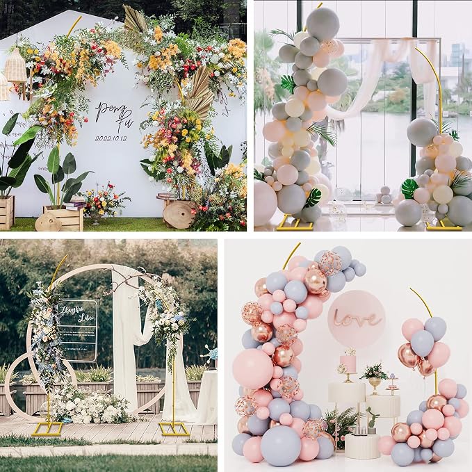 Metal Wedding Arch Stand,Set of 2 Gold Curved Top Arch Backdrop Stand Wedding Arches for Ceremony Birthday Anniversary Baby Shower Floral Stand Background Decoration (Gold,7.8FT & 6.7FT)