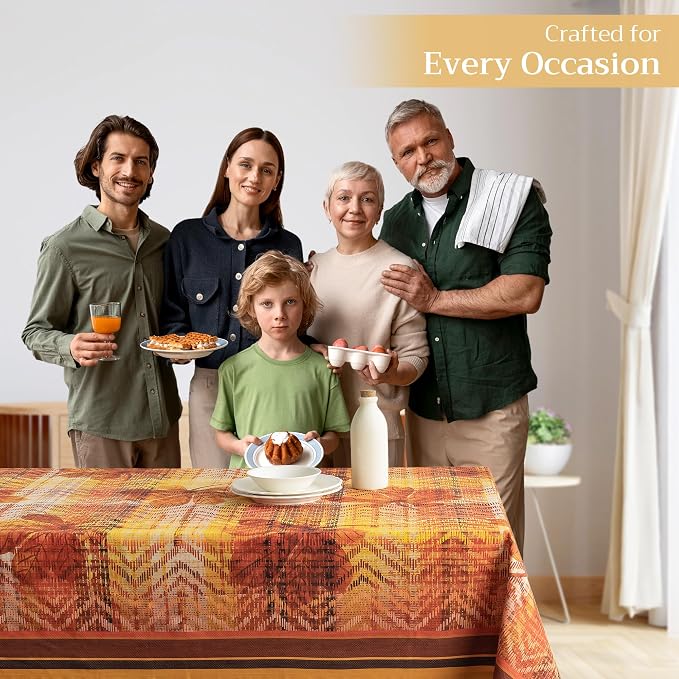 Maison d' Hermine Table Cloth Rectangle Table 100% Cotton 60 x 108 Inches Fall Tablecloth Reusable Everyday Use for Thanksgiving Christmas Decorations Dining Farmhouse Party (Thanksgiving Tartan)