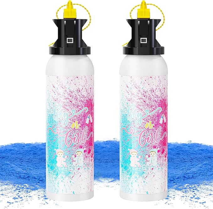 Large Gender Reveal Fire Extinguisher: 2 Packs Gender Reveal Ideas Only for Baby Boy with 100% Biodegragable for Gender Reveal Decorations - (Blue)