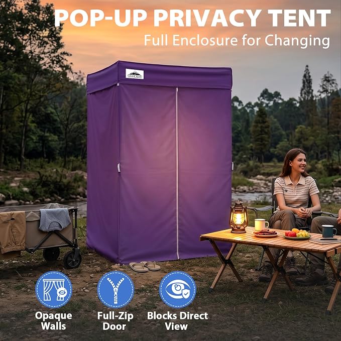 EAGLE PEAK 4x4 Pop Up Changing Tent, Flat Top Changing Room, Purple | Portable, Privacy Tent, Pool Cabana, Dressing Room, Shower & Toilet Use, Opaque Fabric, Instant Setup, Photoshoots, Camping